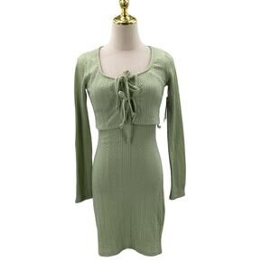 ULTRA FLIRT SZ S sage green 2pc  juniors knit bodycon mini dress NWT B61